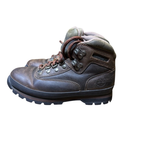 🤎 Timberland Euro Hiker Leather Boots Sz 7 🌲 Brown Trail Outdoor Adventure Boot🤎 - Picture 2 of 6